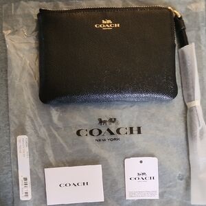 Coach Black Textured Leather Pouch